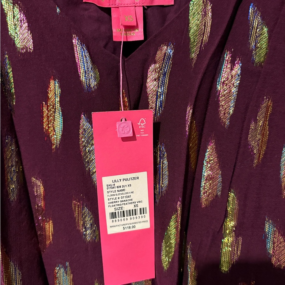 Lilly Pulitzer Burgundy and Gold Patterned Top